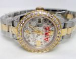 Replica RolexDatejust Diamond Bezel 2-Tone Silver Flower Ladies Watch